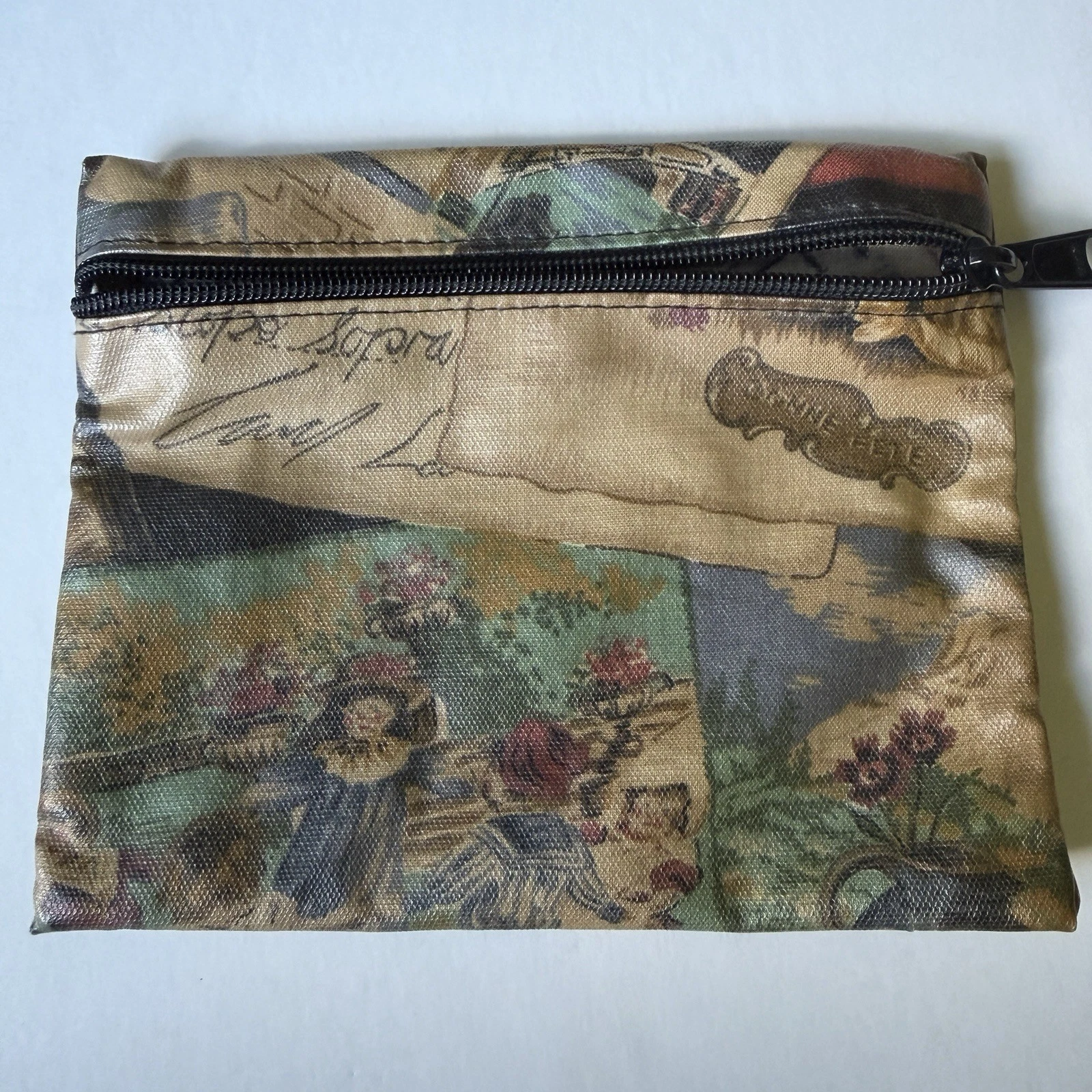 Vintage Etienne Aigner Cityscape Tapestry Zipper Pouch
