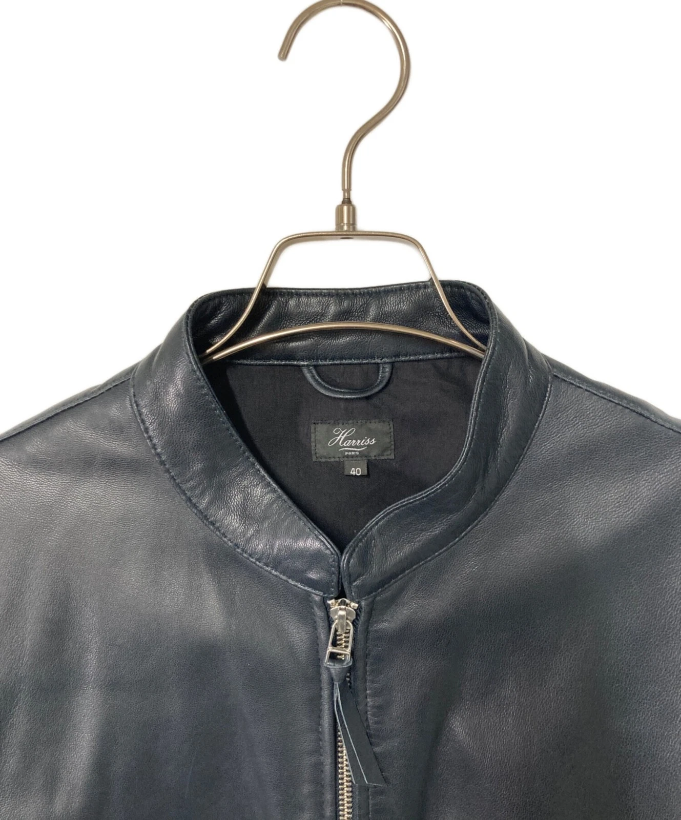 Harris s Single Leather Riders Jacket Men's Size 40 Navy - product detail image 3