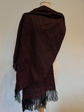 Mexican Rebozo Abuelita Red Black Rojo Negro Stripe Rayado Shawl Wrap Mexicano