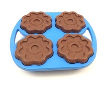 Fisher Price Fun With Food Cookie Muffin Blue Tray 1987 With 4 Chocolate Cookies