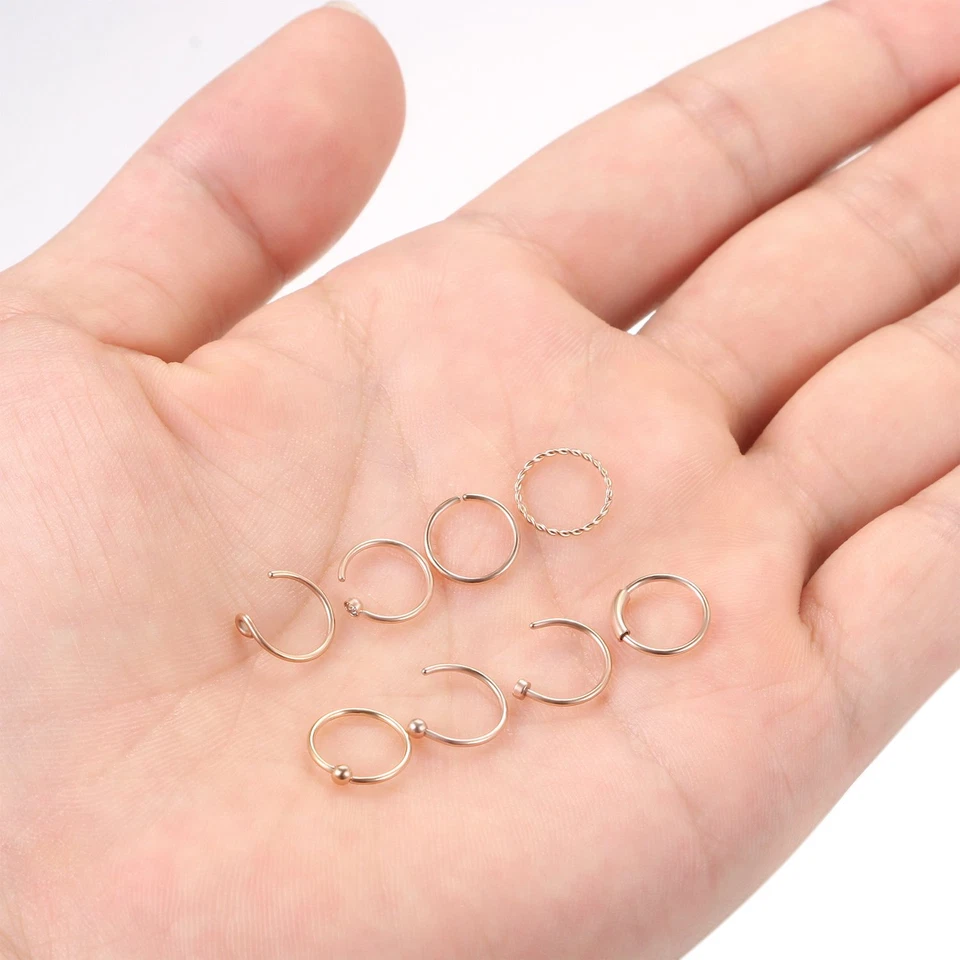 32Pcs из нержавеющей стали нос обруч кольцо гвоздики Huggie перегородки пирсинг ювелирных изделий - Изображение 4 из 4