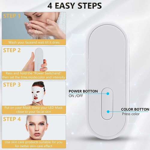 LED Face Mask Light Therapy Red Light Rejuvenation Wrinkle AntiAging Beauty Gift - Picture 8 of 9