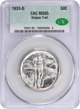 Oregon Commemorative Silver Half Dollar 1933-D MS65 CACG
