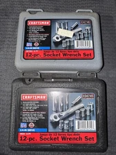MINT Sears Craftsman Nos Metric &SAE 12 Piece 1/4" Drive Socket Sets 34745 34746