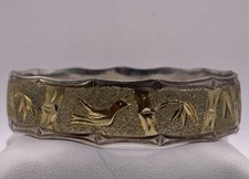 Sterling Silver Hawaiian Round Bamboo Scroll Bangle Bracelet 40.89gr