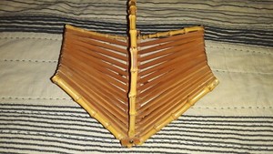 Vintage Folding Bamboo Fruit Napkins Holder 