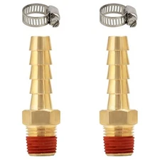 2-Pack 1/4" Barb to 1/8" NPT Air Hose Fittings Brass Air Hose Repair Kit with...