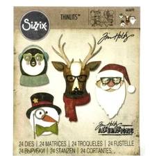 Cool Yule Santa Christmas Sizzix Thinlits Metal Die Set by Tim Holtz 663099 NEW!