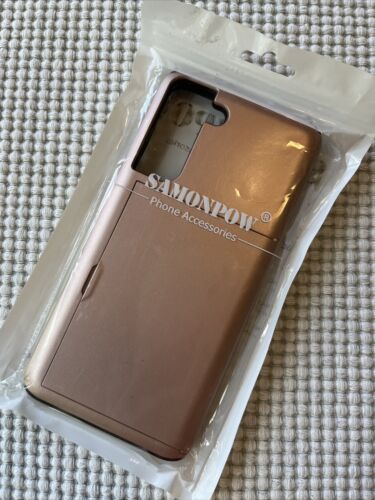 Étui Samonpow iPhone pour S21 FE SGO or rose avec porte-carte portefeuille - Photo 1/4