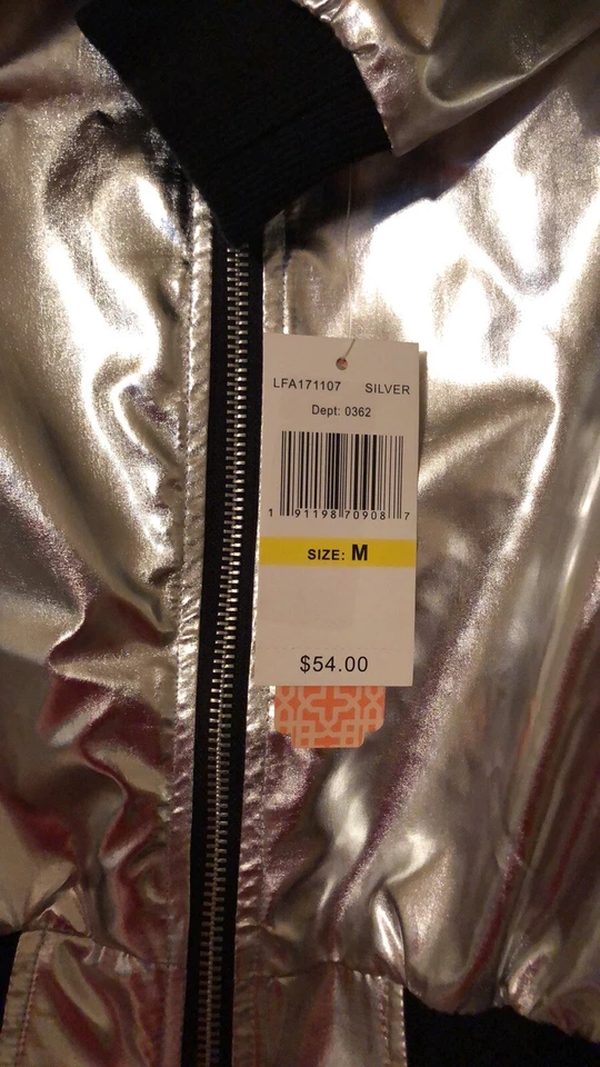 Chaqueta discoteca con cremallera plateada GB de Gianni Bini (mediana) - ¡NUEVA con etiquetas! Foto 2 de 4