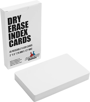 Dry Erase Index Cards   45pcs Laminated Cards Blank w/Tuck Box   3'' x 5''