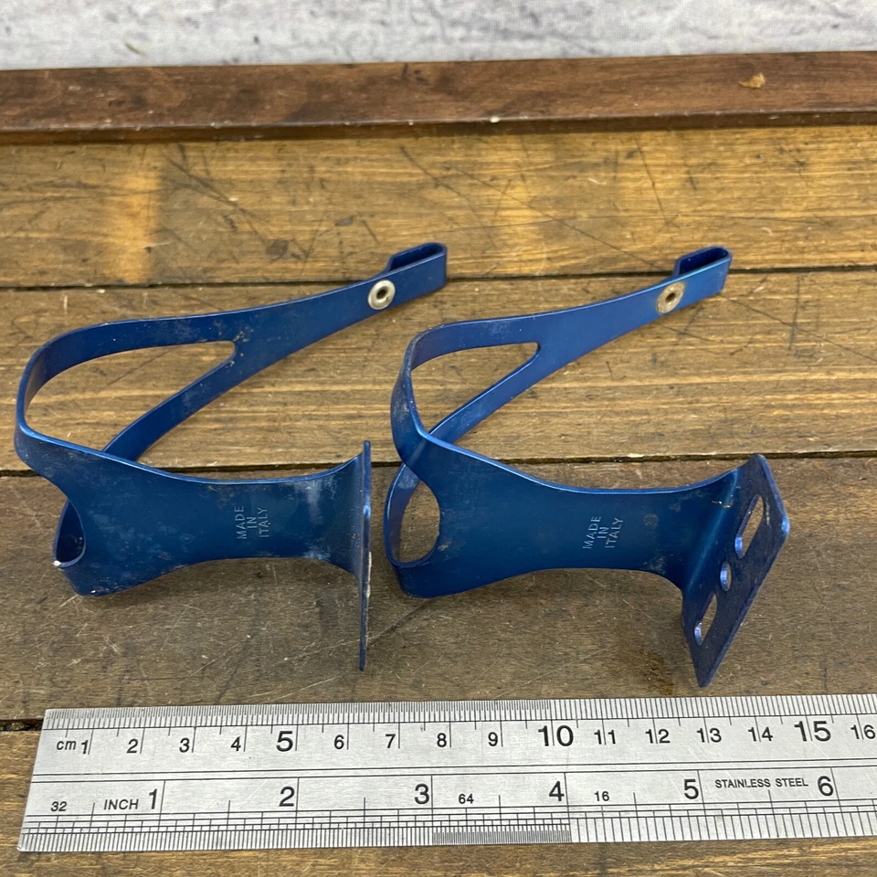 Vintage Cinelli Pedal Toe Clip Set Blue 2 Bolt   NOS Eroica Road Race 80s Alloy - Image 4 of 4