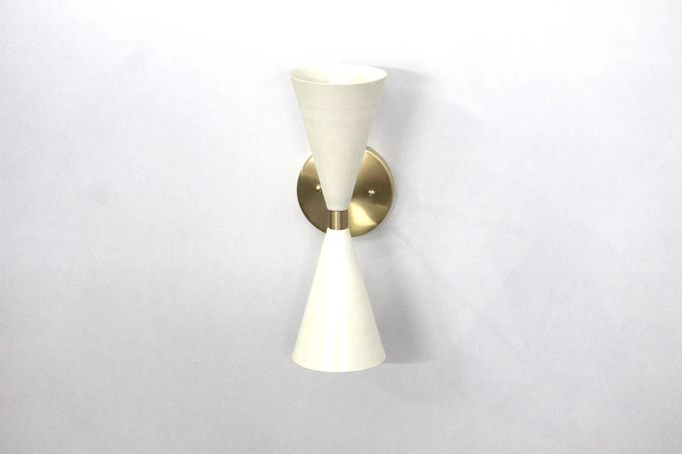 Handcrafted Modern Elegant Mid Century Brass Wall Sconces - Image 3 of 4