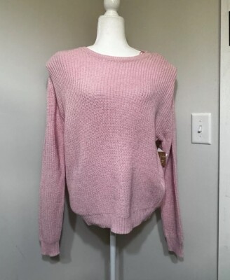 ECO by Design Long Sleeve Pullover Sweater Women Sm with Shoulder Pads  Pink