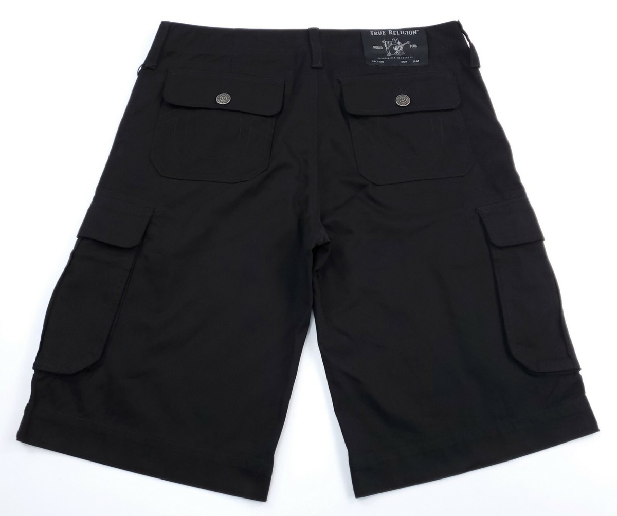 True Religion Brand Jeans Men's 32 Black Utility Cargo Shorts
