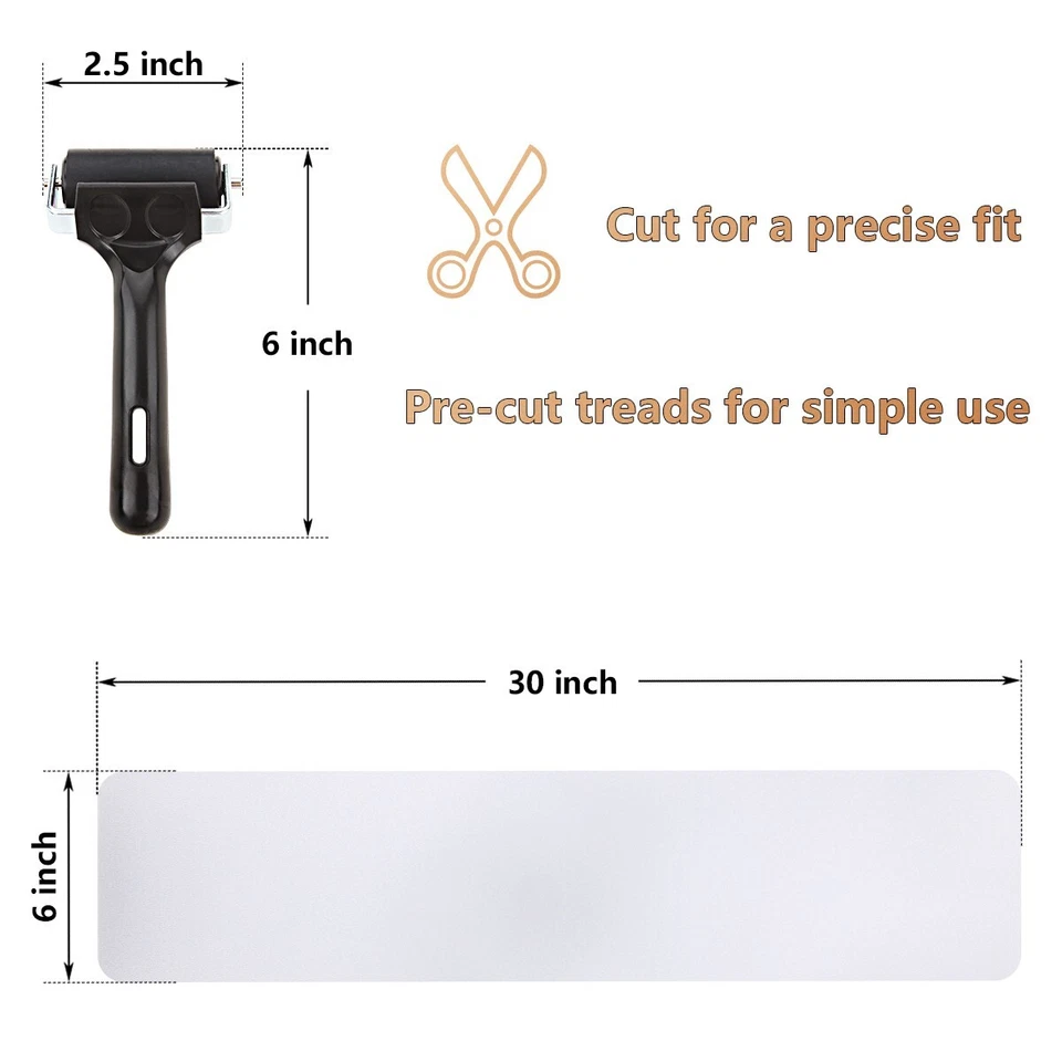 Tiras antideslizantes de peldaños de escalera de 6 "x 30" para interiores de seguridad transparente antideslizante grifo de agarre de escalón Foto 2 de 4