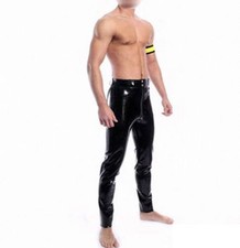 Black Latex Man Trousers with pocket Rubber Pants Customers Rubber Jeans Custom