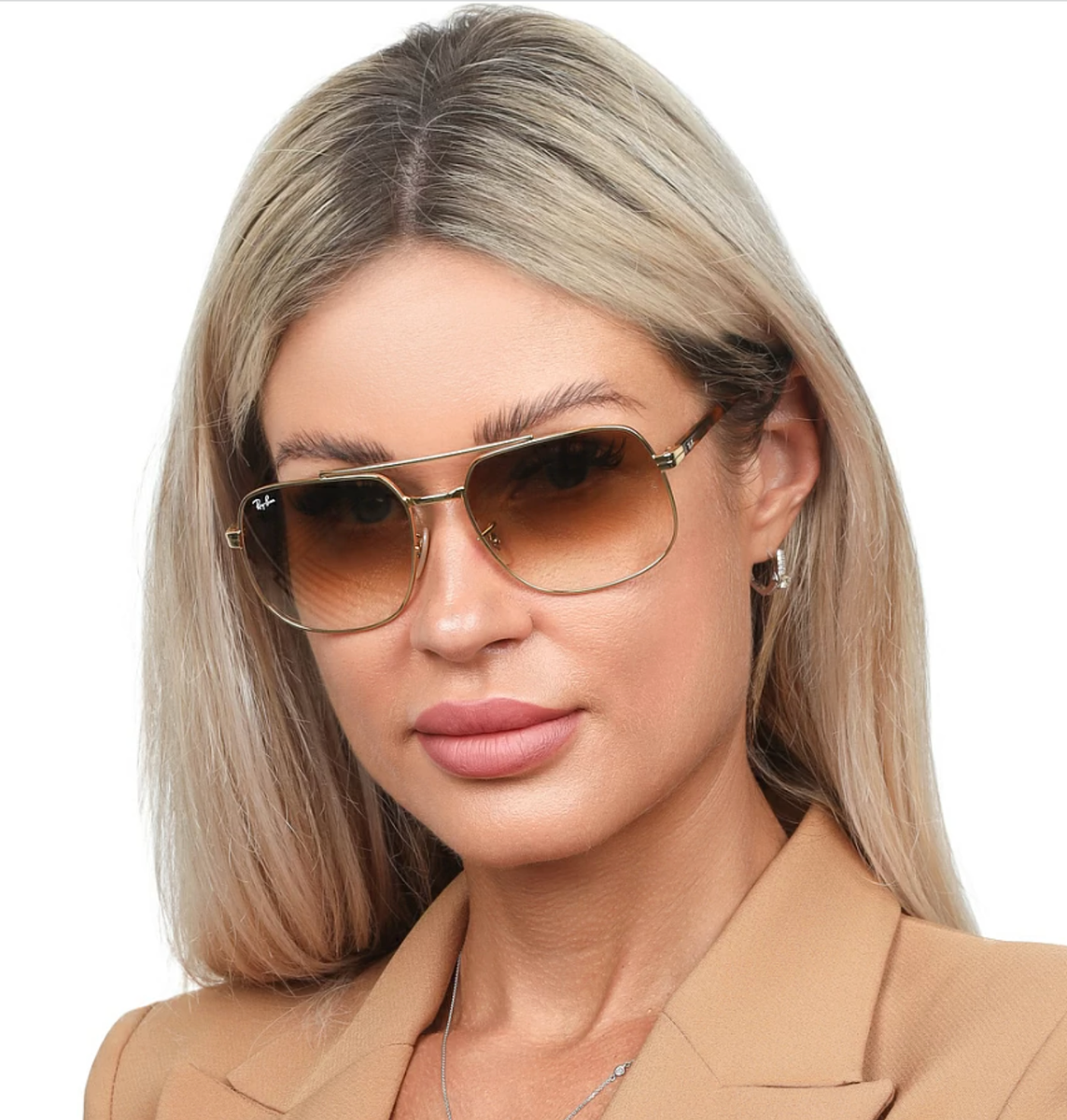 New Ray-Ban RB 3699 001/51 59-18 Gold & Tortoise Sunglasses Brown