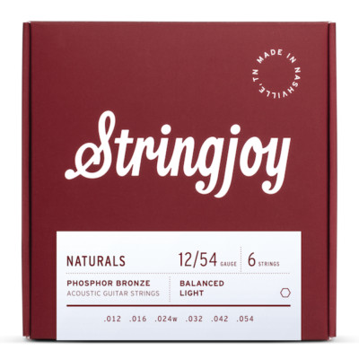 Stringjoy Naturals Phosphor Bronze Acoustic Guitar Strings; 12-54