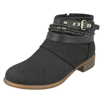 Damen F5R0631 Reißverschluss Synthetik Stiefeletten von Down To Earth mit Details £19,99