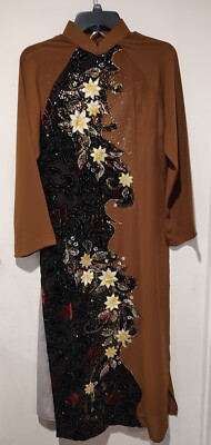 Vintage Bechamel Designed Cheongsam Style Dress With Dramatic Slits & Pants (V)