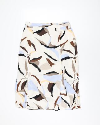 Marks and Spencer Damen Elfenbein Geometrisches Muster Viskose Swing Rock Größe 16