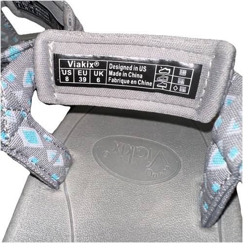 Viakix Siena Strappy Walking Sandals Gray Teal Adjustable Women’s 8 EUC - Picture 8 of 9