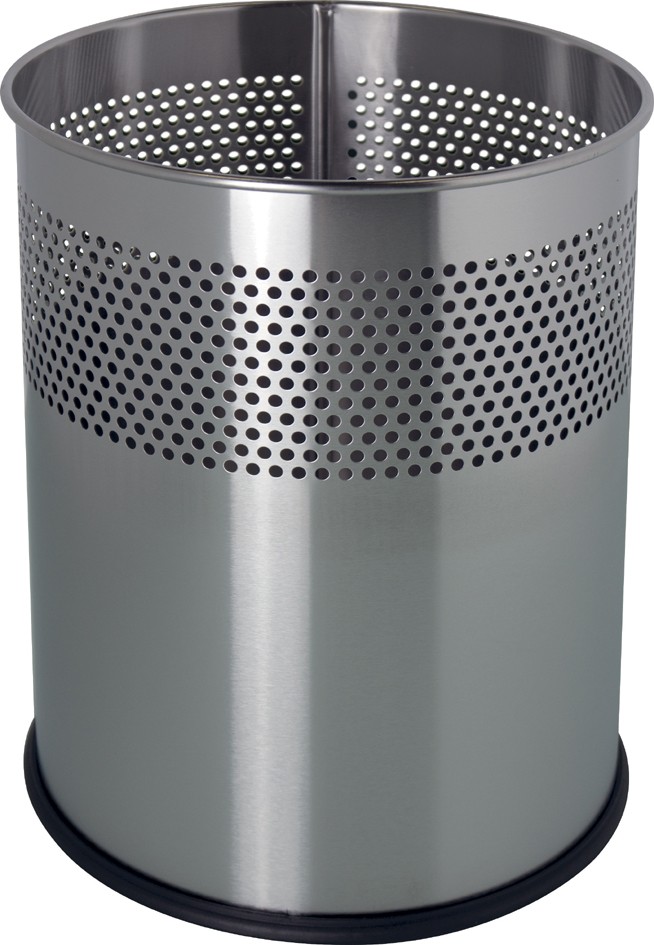 helit Edelstahl Papierkorb mit Lochdekor 15 Liter silber aus Edelstahl