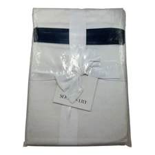 Serena & Lily Border Frame Euro Pillow Sham White Navy NEW IN PACKAGE $68