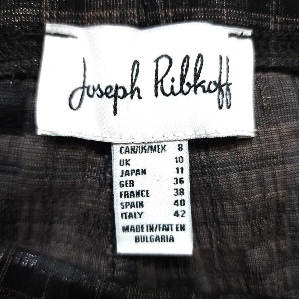 Pantalones Joseph Ribkoff para mujer 8 negros tostados metálicos a cuadros elásticos preppy Foto 4 de 4