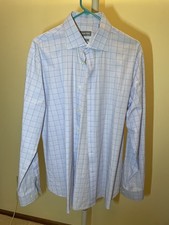 Blue plaid cotton men's Michael Kors dress shirt size L - 16.5 34/35,