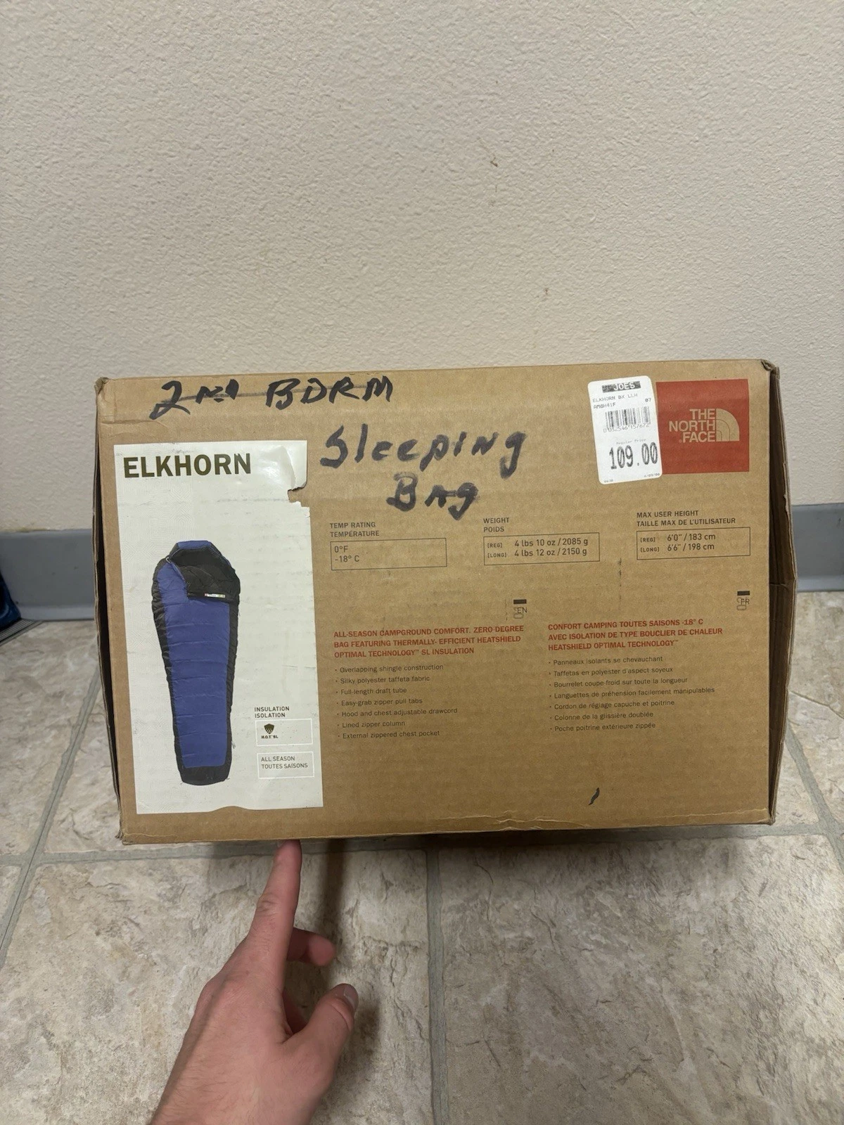 NEW The North Face Elkhorn Blue Mummy Sleeping Bag 0 Degree F Long 6’ 6”
Opens in a new window or ta
