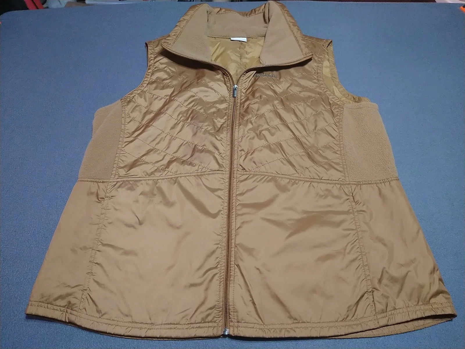 Columbia Vest Men 2X Brown Full Zip Nylon/Fleece High Neck Pockets Outdoors
