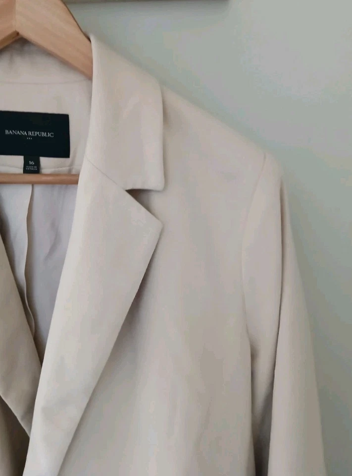 Blazer Banana Republic Franela Traje Talla 16 Oyster Perla Tostado Profesional Foto 3 de 4
