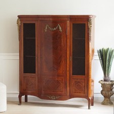 Französischer Bücherschrank aus Mahagoni Antike Vitrine Louis XVI Stil Schrank