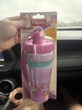 PLAYTEX 2pk Vintage Decorated Sipster Sippy Cups 6oz Bpa Pink Purple Blue