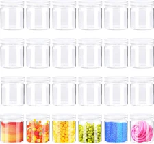 24 Pack 4Oz Clear Plastic Slime Containers with Lids,Round Refillable Travel Sto