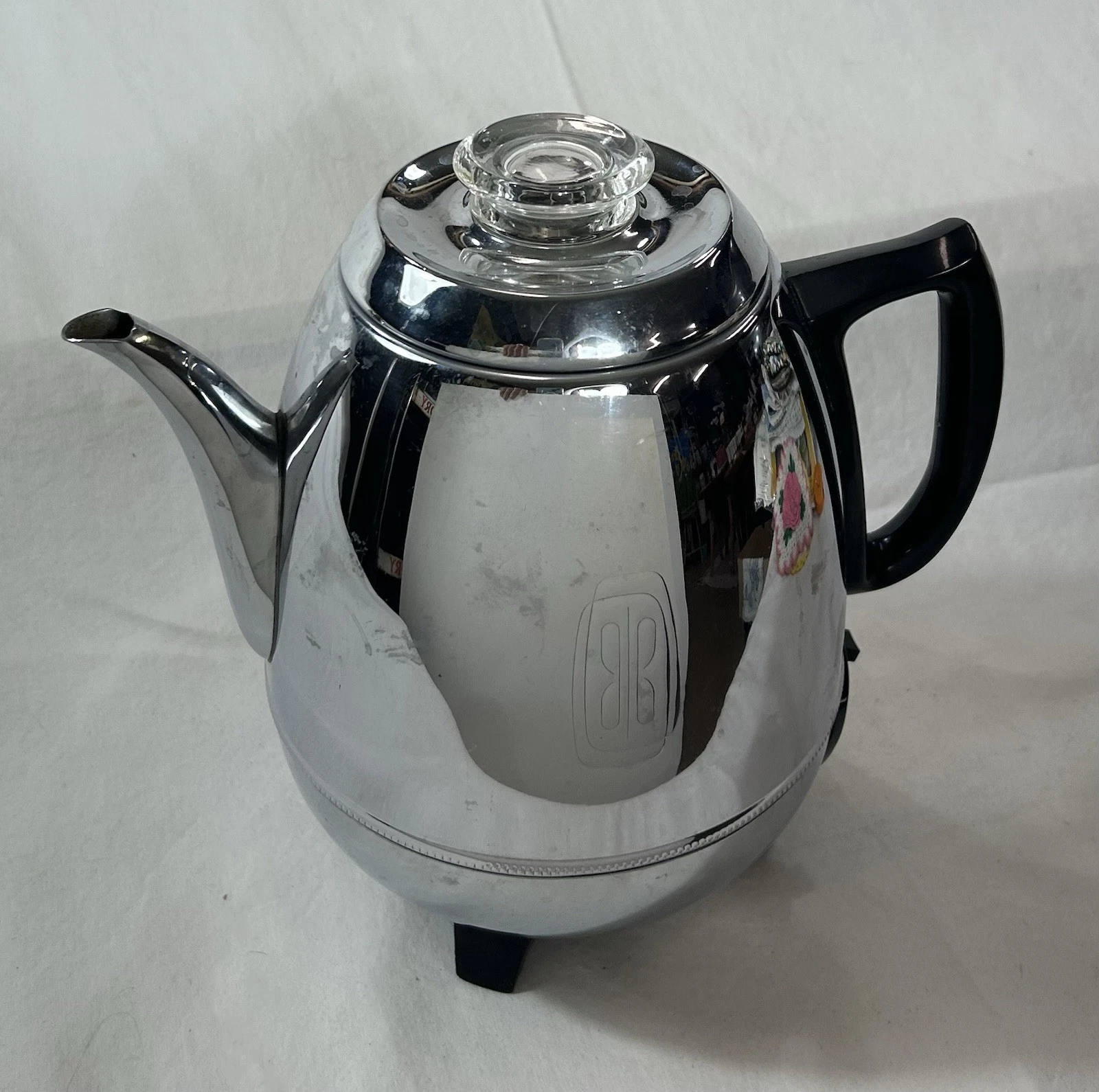 MCM Vintage General Electric Percolator P40 Pot Belly Chrome Coffee Maker