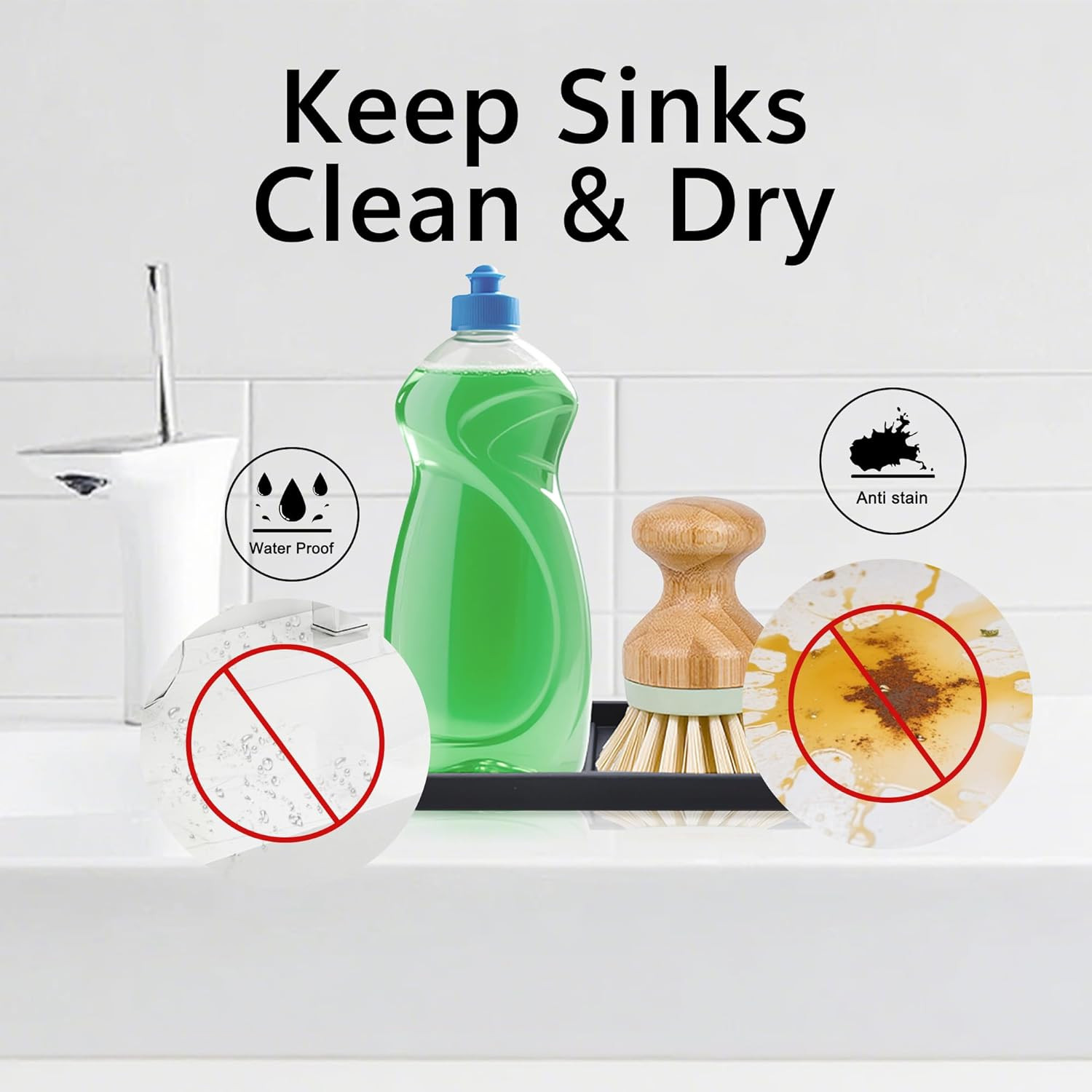 Silicone Sponge Holder Kitchen Sink Organizer Tray Dish Caddy Soap Dispenser