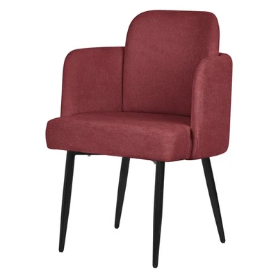 Silla de comedor con funda de tela roja con respaldo y reprosabrazos de ratán - Imagen 1 de 4