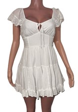 American Eagle White Fairy Festival Ruffled Tiered Mini Dress S Party Going Out