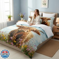 CCoutueChen Boys Girls Twin Country Highland Cow Bedding Set, Cottage Cattle ...