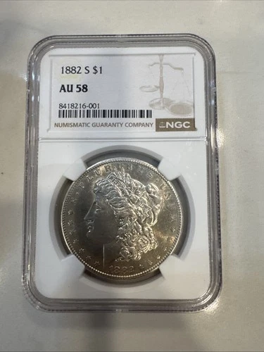 1882 s morgan silver dollar $1 NGC AU58