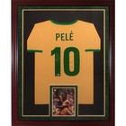 Pele Autographed Brazil Soccer (Yellow #10) Deluxe Framed Je