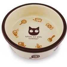 Ceramic Cat Food Bowl Cute Cartoon Pattern Basic Bowl Small Pet Feeding Dishes
