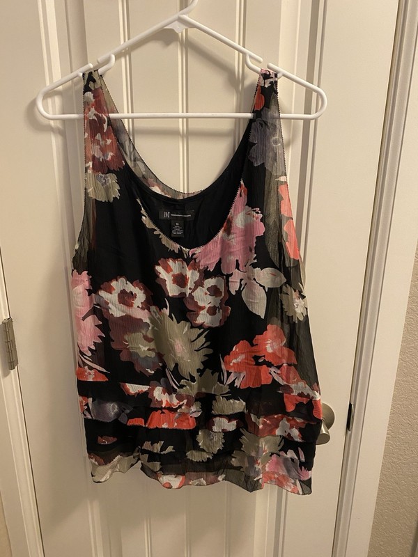 INC International Concepts 16 Top Tank Sleeve Blouse Floral Lined Shirt