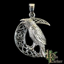 LISA PARKER RAVEN PENDANT STERLING SILVER Pentagram Wicca Pagan Gothic + POUCH