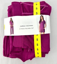 Carole Hochman Midnight Pajamas Set Women's S 3 Piece Lounge Purple Pockets