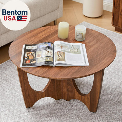 Small round Coffee Table, 27.5'' Farmhouse Coffee Table,Mid Century Modern Circl