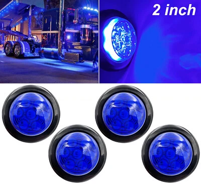4x 2" Inch Blue Round LED Light Clearance Side Marker Lights Truck Trailer 12V - Bild 1 von 4